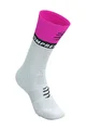 COMPRESSPORT Klasszikus kerékpáros zokni - MID COMPRESSION V2.0 - fehér/sárga/rózsaszín