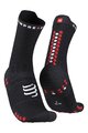 COMPRESSPORT Klasszikus kerékpáros zokni - PRO RACING  V4.0 RUN HIGH - fekete/piros