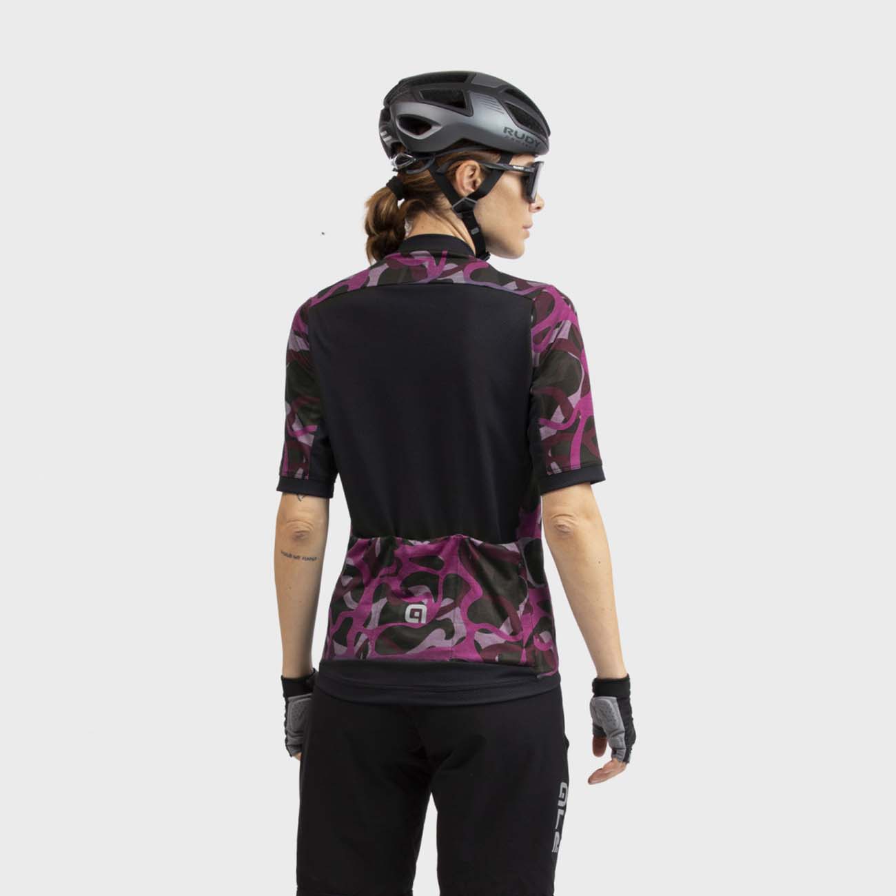 ALÉ Rövid Ujjú Kerékpáros Mez - WOODLAND GRAVEL LADY - Rózsaszín/lila/fekete