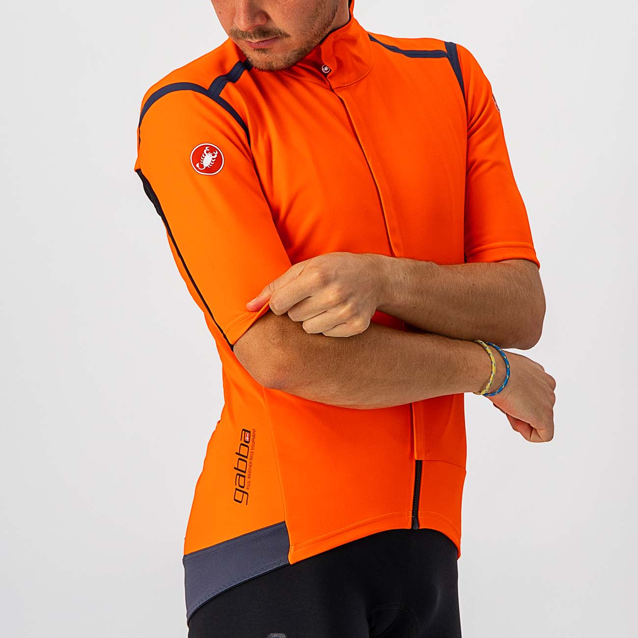 CASTELLI Rövid Ujjú Kerékpáros Mez - GABBA ROS - Narancssárga/kék