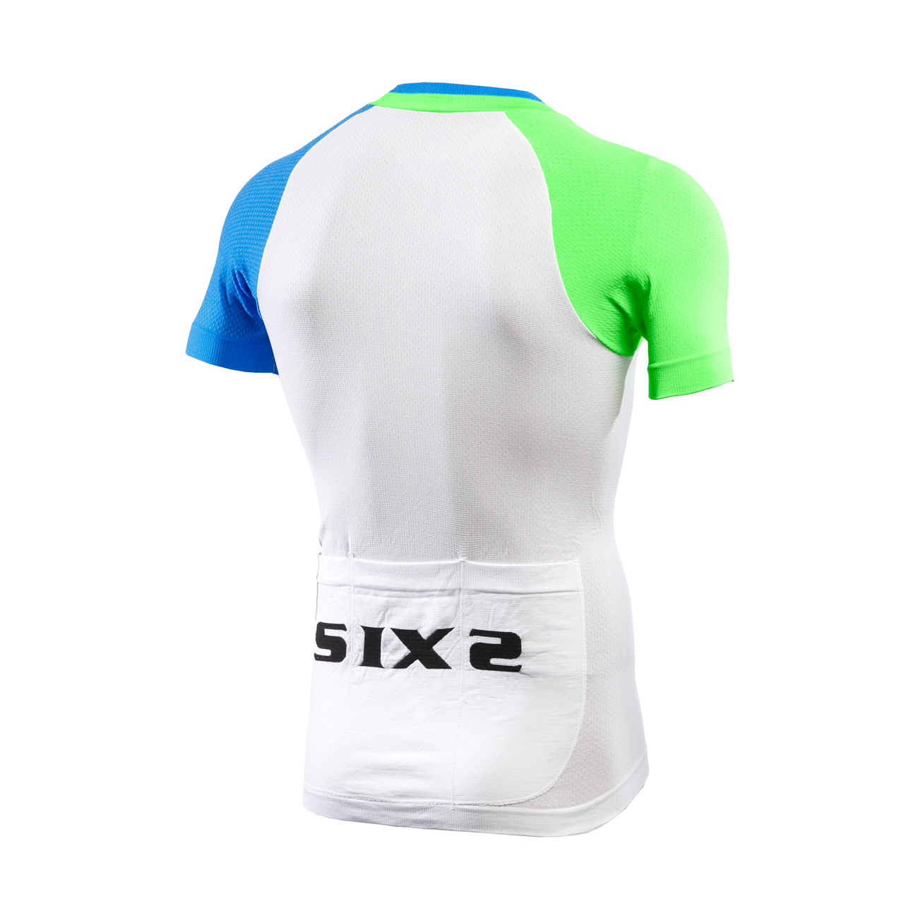 SIX2 Rövid Ujjú Kerékpáros Mez - BIKE3 ULTRALIGHT - Fehér/zöld/kék